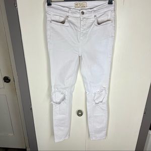 Free people white high rise distressed jeans size 27